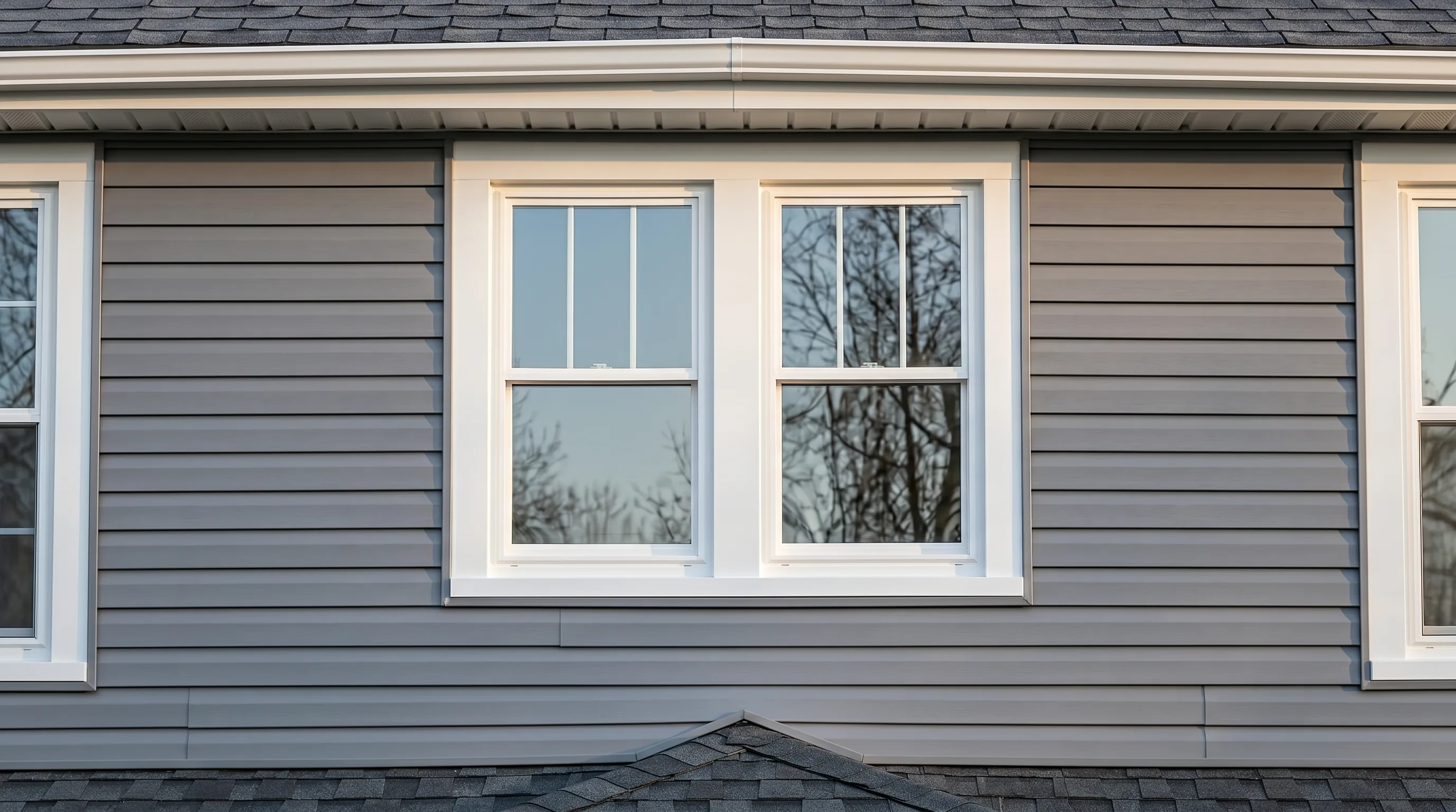 Close detail of renewed siding