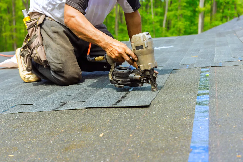 Close view of residential roofing materials for a St. Louis exterior project